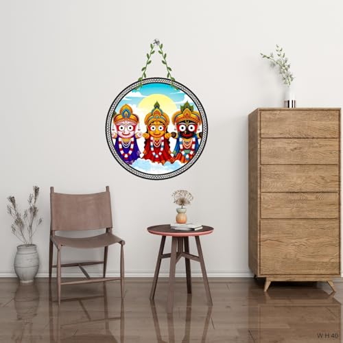 Image of Decorative Wooden Wall Hanging Traditional Indian Deities Design for Home Decor, WH40