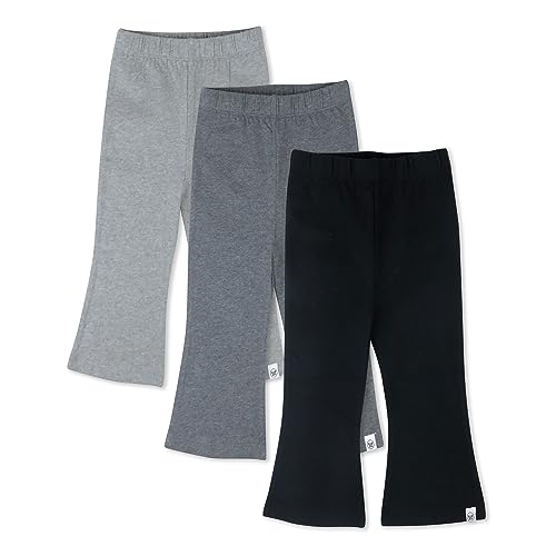 Image of HonestBaby Baby-Girls Multipack Leggings Skinny, Flare and Cargo Pants Organic Cotton for Infant Baby Girls, Toddlers, Little Kids