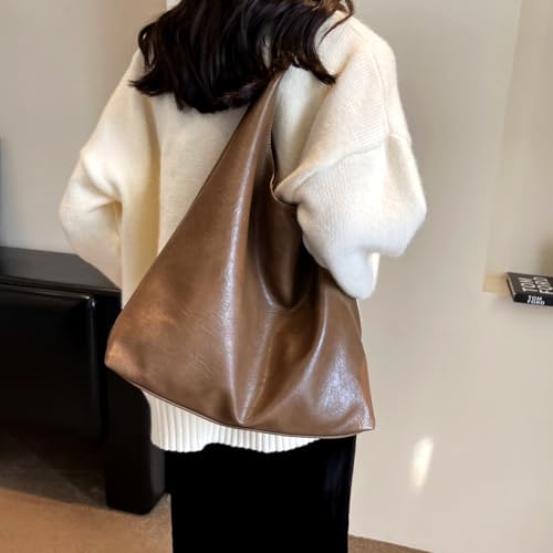 Slouchy Hobo Bag for Women Work Tote Bag Leather Shoulder Bag Brown Purse Handbag Carryall Work Bags4