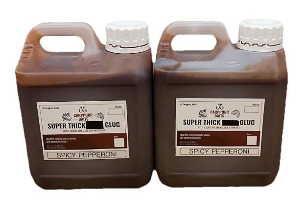 Carppurr baits Super Thick Spicy Pepperoni Glug 500ml-1L-2L-3L-5L – PVA Friendly Carp Fishing Liquid Bait Soak & Attractor for Carp, Catfish, Sturgeon & Coarse Fishing (2 litre)