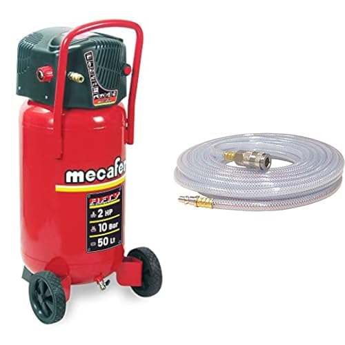 Mecafer Compresseur 50L 425090 & FERM Tuyau à air 10m