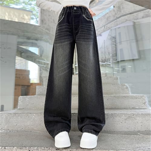 Girls Baggy Jeans Teen Straight Wide Leg Relaxed Fit Denim Pants Elastic High Waist Classic Vintage Y2K Streetwear2