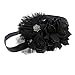 My Lello Infant Baby Headband Shabby Fabric Flower Cluster (Black)