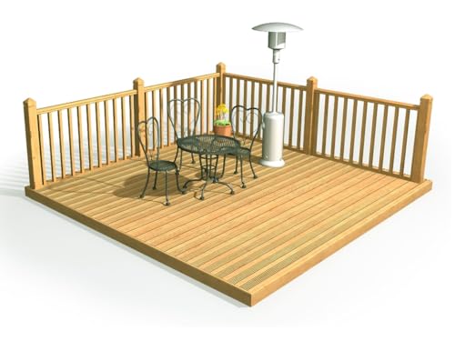 eDecks Discount Decking Kit - Pressure Treated Timber - 2.4m x 3m - With Square Handrails - Garden Timber Decking Kit for Patios, Outdoor Seating & Landscaping