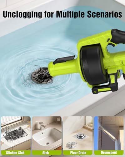 Ublue 21V Cordless Electric Drain Auger, 25Ft Auto-Feed Snake for Sink - image 5