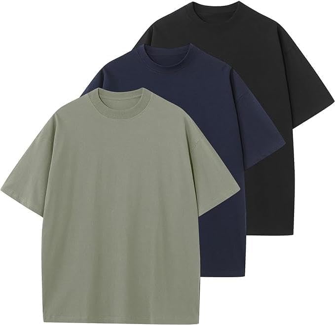 OSACOD Men's Oversized T-Shirts Cotton Tee Heavyweight Unisex Short Sleeve Crew Neck Loose Fit Basic Tops