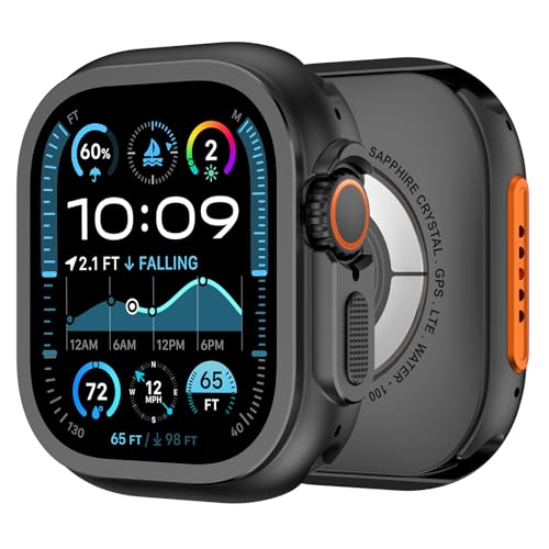 Image of 2 in 1 Metal Rugged Case Compatible with Apple Watch Ultra 3 2 /Ultra 49mm Shockproof Protect Bumper case with Back Cover Full Protection (Black,49mm)