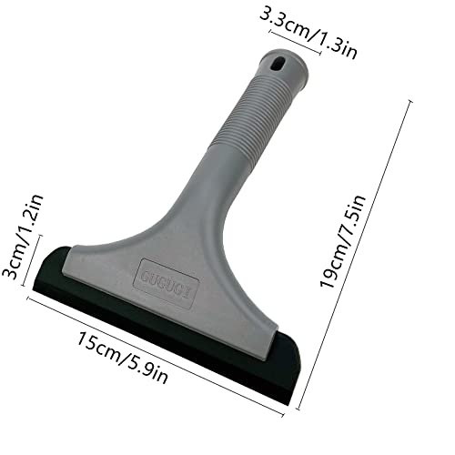 GUGUGI Super Flexible Silicone Squeegee, Auto Water Blade, Water Wiper, Shower Squeegee, 5.9'' Blade and 7.5'' Long Handle, for Car Windshield, Window, Mirror, Glass Door, Grey Black