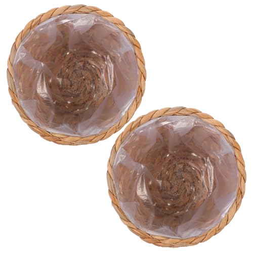 Toyvian 2pièces Lot de Paniers à Fleurs Rustiques Panier-Cadeau Paille Tressée pour Composition Et Rangement Intérieur