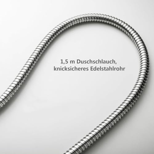 YOOZENA 1,5 m Edelstahl Flexibler Brauseschlauch Duschschlauch Duschschlauch, knickfestes Edelstahlrohr, Standard-G1/2-Kupferanschlüsse, Universalschlauch(Silber-1)