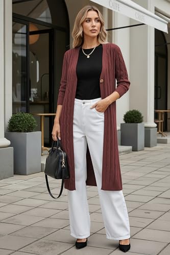 Image of Cakulo Womens Long Cardigans Cable Knit Chunky Cardigan Sweaters Open Front Fall Winter Fashion Outfits Coats 2025