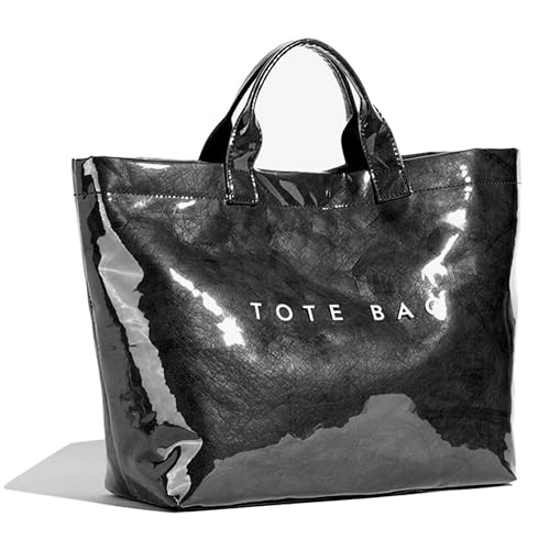 Image of Women's PVC Tote Bag Waterproof Plastic Letter Print Handbag Shopping Gift | Waterproof PVC Jelly tote with letter print, 13.8 inchx4.9 inchx12.6 inch large capacity, top handles, for travel shopping & holiday gift