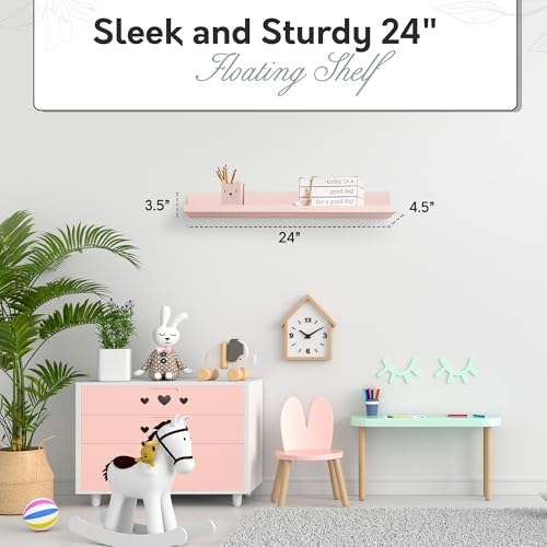 Image of InPlace Pink Picture Ledge Shelf, 24 inch W x 4.5 inch D x 3.5 inch H, 9605012E