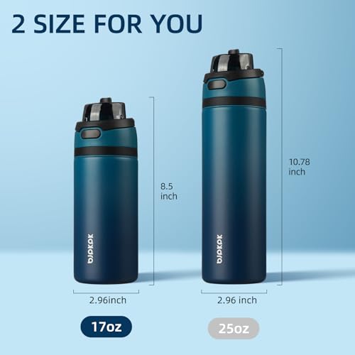 Image of BJPKPK 17oz Insulated Water Bottle with Straw Lid & Handle, Stainless Steel | Leak-Proof 2-in-1 Straw & Spout Lid, BPA-Free Vacuum Insulated Bottle Fits Cup Holders for Gym, Office, Travel & Outdoor