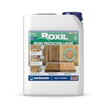 Roxil Wood Waterproofing Liquid (5L Clear) Wood Preserver Outdoor, Wood Sealer for decking, Fence, Sheds and Furniture