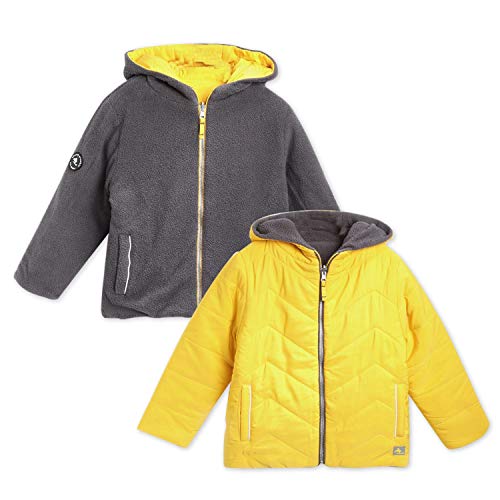 Image of THE ORIGNAL CHERRY CRUMBLE CALIFORNIA Unisex Cherry Crumble Boy'S Colorblock Quilted Hooded Reversible Jacket Regular (Ctws-Jckt-5638Yl Yellow 8-9 Years)