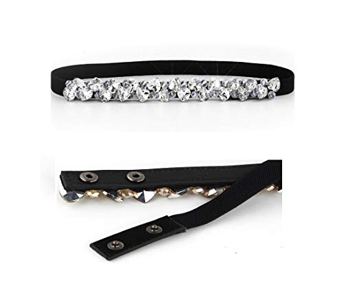 Womens Skinny Belt for Dresses Vintage Rhinestone Silver Stretch Waist Belt Retro Cinch BeltStretch Ladies Waist Belt4