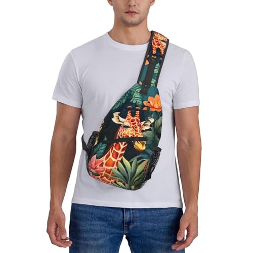 Bolso bandolera con patrón floral Forest Giraffe para mujer y hombre miniatura 7