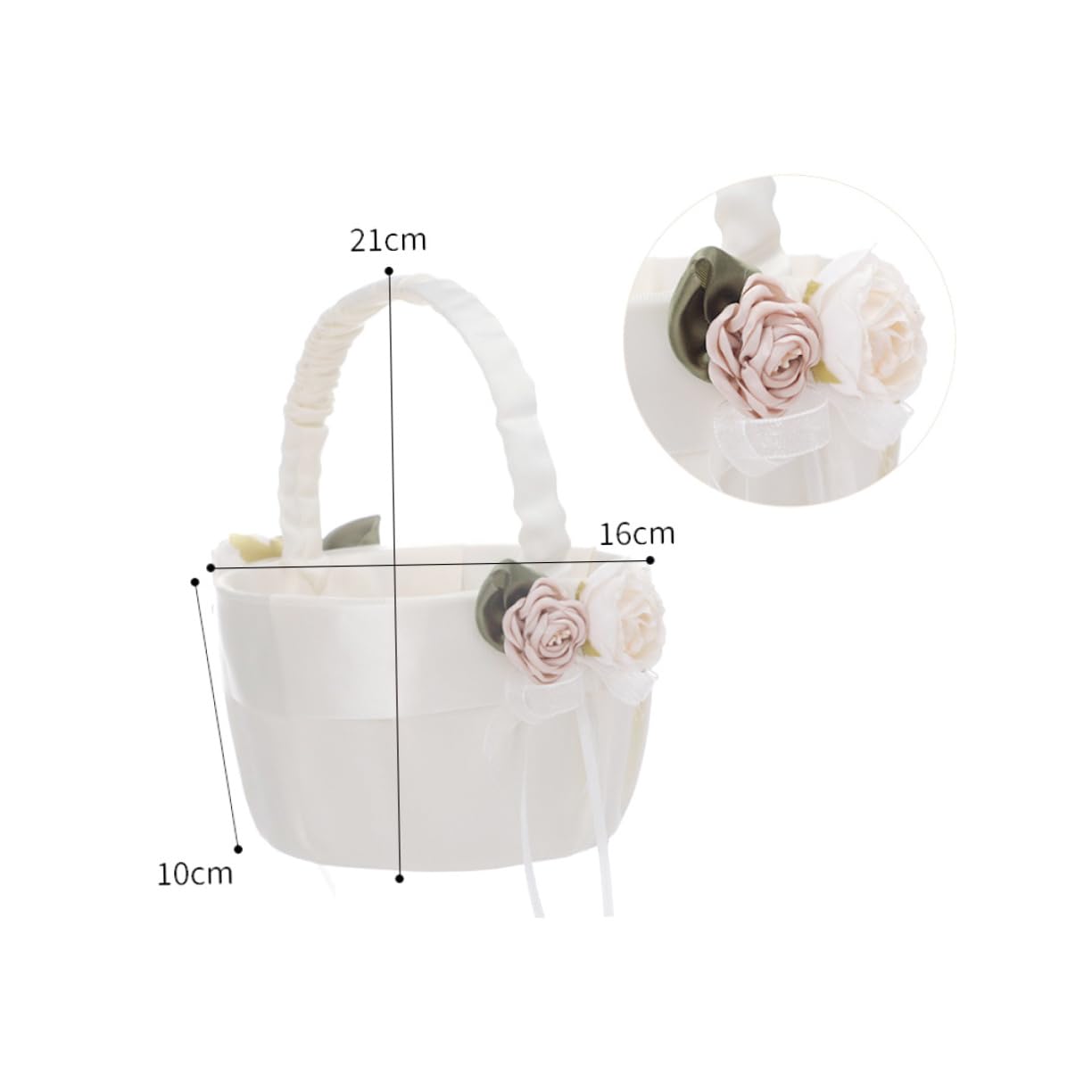 IMIKEYA 2 Stück Hochzeitsblumenkorb für Blumenmädchen Eleganter Handkorb mit Satin und Spitze Dekorativ und Leicht für Romantische Hochzeiten und Besondere Anlässe