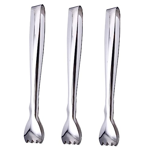 OFFSCH 3Pcs Thicken Stainless Steel Food Tongs Versatile Towel Clips for Buffet Bbq Skid Design Effortless Food Handling Comfortable Grip for Safe Use