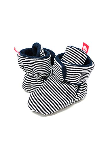 Wrapables Fleece Baby Booties with Anti-Skid Bottoms, Black Stripes, 12-18 M