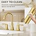 Phiestina Brushed Gold Widespread 8 Inch 3 Holes Bathroom Faucet，2 Handles Modern Bathroom Sink Faucet with Metal Pop-Up Drain & Water Supply Line, WFTY36-BG