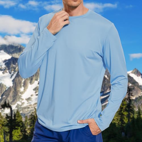 Men’s UPF 50+ Quick Dry Long Sleeve Shirt Moisture Wicking Lightweight Hiking Tee for Outdoors Activities Fishing Running