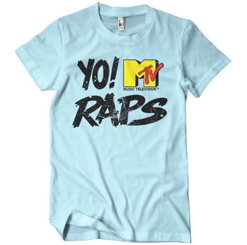T-shirt Yo! MTV Raps homme bleu ciel XX-Large au logo vintage officiel