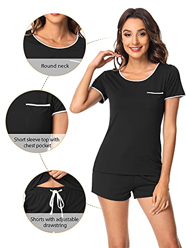 Image of WiWi Viscose from Bamboo Pajamas Set for Women Super Soft Short Sleeve Cooling Summer Plus Size Pjs Sets Sleepwear S-4X