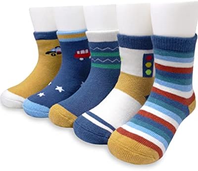 Adorel Jungen Socken Frottee Gefüttert Baumwolle Strümpfe Thermosocken 5er-Pack
