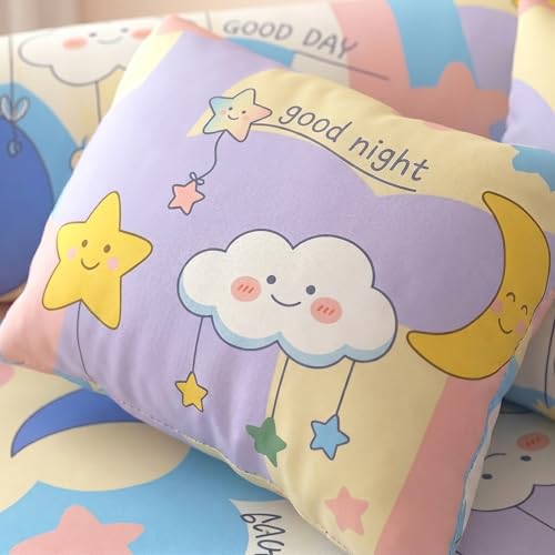 Image of Filymore Good Night 8 Pieces Diwan Set for Kids Room Made with Pure Microfiber Package Contains 1 Single Bedsheet, 5 Cushions Covers and 2 Bolster Covers (Size- 90X60 inches)(Colour -Multi)