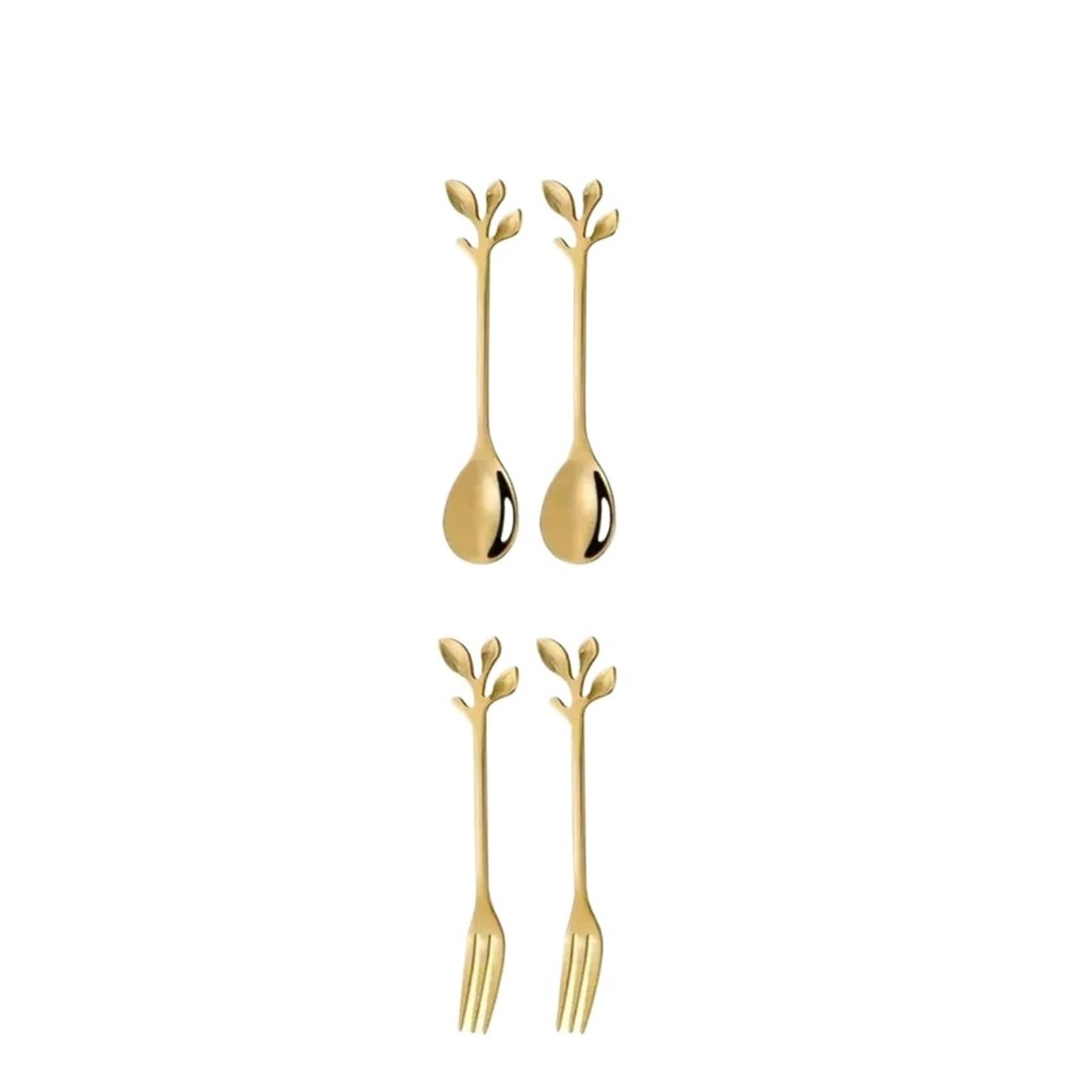 WZPTLKIBAD Dessert Fork Coffee Spoon, Stainless Steel Leaf Handle