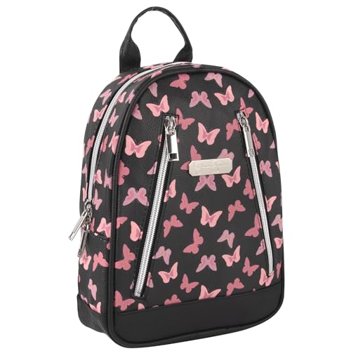 Image of Jessica Simpson Waterproof Mini Vegan Leather Backpack Purse for Women, Travel, Work (Midnight Butterflies)