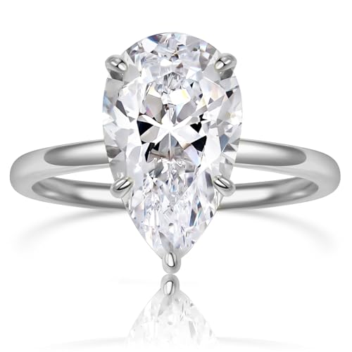 PCAOVIVAR 5.0CT Elongated Pear Shaped Engagement Women Ring