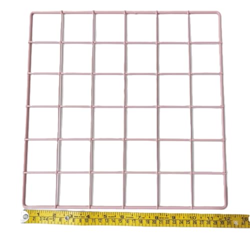 Image of Metal Grid Wall Panel, Photo Display Board with Clips Square Mesh Frame, (PINK, 30 X 30 Cm (Pack of 01))