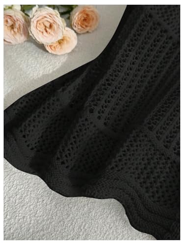 Verdusa Women's Plus Size Tie Front Sweater Vest Sleeveless V Neck Hollow Out Crochet Knitwear3