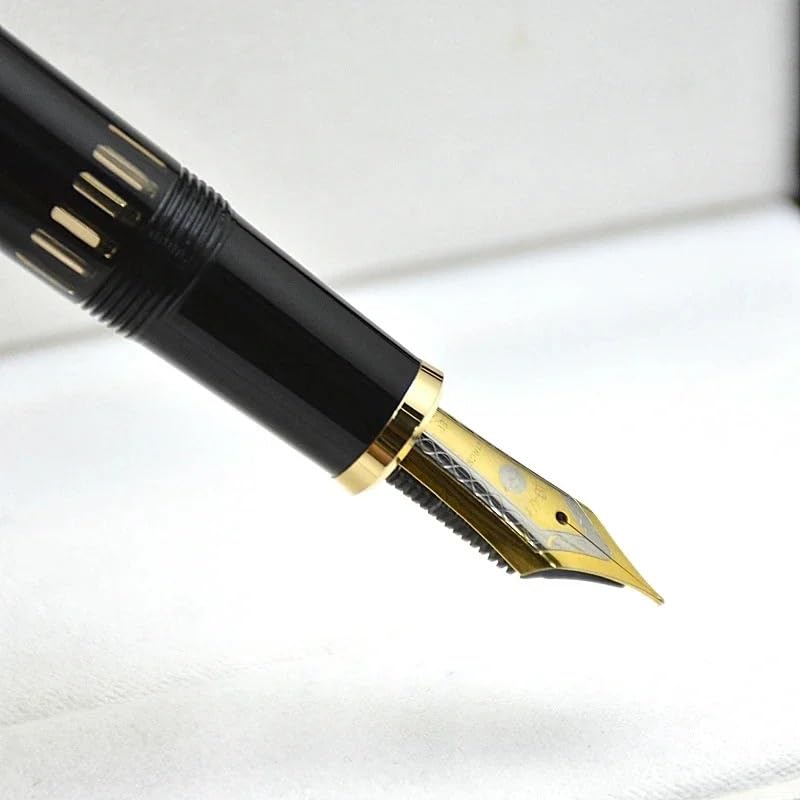 Stylo-plume à piston pointe EF F 0,5 mm en résine noire bleu - 4
