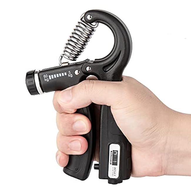 Grip Strength Trainer Kit (3 Pack), Counting Hand Gripper Adjustable Resistance from 11-132 LB (5-60 kg), Finger Stretcher & Stress Relief Grip Ball for Athletes Muscle Building and Injury Recovery