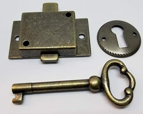 Small Brass Plated Non-Mortise Cabinet Lock in Antique Brass