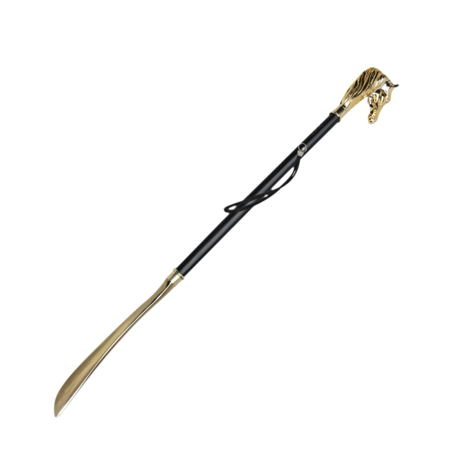 KESOTO Calzador con Cabeza corativo Calzador con Mango Largo Ergonómico para Adultos, Dormitorio, Oro, Largo