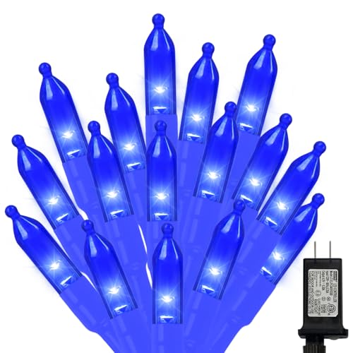 LAMPHOME 32.5FT 100LED Blue Christmas String Lights 16 Modes Waterproof Fairy Lights Plug in Twinkle String Lights Indoor Outdoor for Bedroom Wall Halloween Tree Party Home Decoration