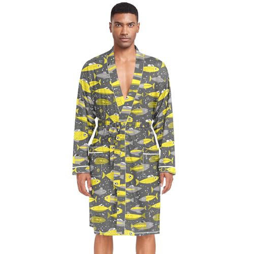 siphylline Bata de baño para hombre con bolsillos, camisa con cuello en V, camiseta, camisón, para dormir, talla XL