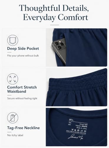 Image of SlumberMee Mens Cooling Pajamas Set Soft Bamboo-like Viscose Short Sleeve Sleepwear 2 Piece Lounge Set for Hot Sleepers
