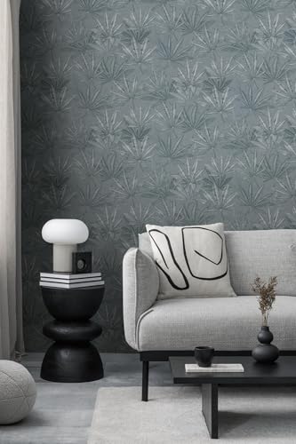 Papier peint floral intissé gris clair gris basalte Profhome