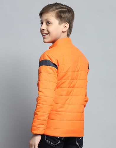 Image of Monte Carlo Boys Printed Orange Mock Neck Full Sleeve Jacket