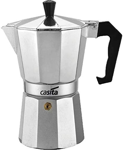 Cafeteira Italiana Moka Café Expresso Capacidade Para 6 Xícaras Bule 300ml Pequena Alumínio Casita Válvula De Segurança