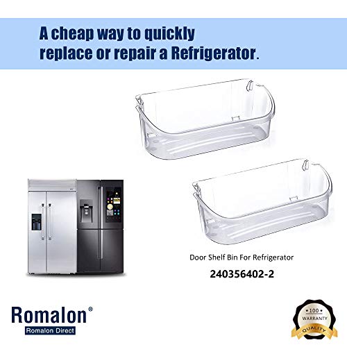 240356402 Refrigerator Door Shelf Bin(2 pack) by Romalon Part#240356407 240356408 240356410 891214 AP2549958 PS430122 240356401 240430312, Clear Plastic - Thumbnail 6