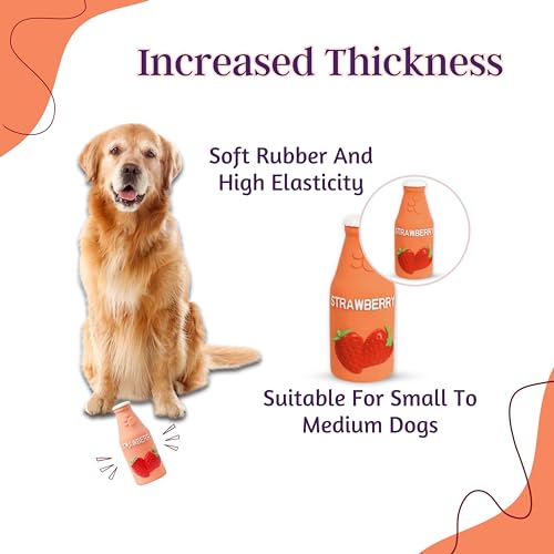 Image of Foodie Puppies Natural Latex Squeaky Play Drink Chew Toy - (Strawberry Juice Toy) for Small to Medium Dogs | Durable, Interactive, Fetch & Chew Safe Play Toy | Reduce Separation Anxiety