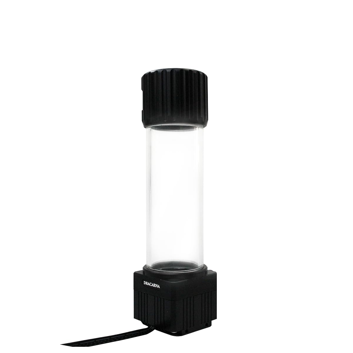 Dracaena.io High Flow 780L/H PC Water Pump Reservoir Combo, 12V 18W Brushless Microprocessor Pump, 5–6m Head, G1/4” Thread, Acrylic+POM Tank 100/200/400/600ml, 4-Pin Connector, Black (Black, 400ml)