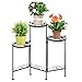 Outsunny Soporte de Metal para Plantas Mecetas Plegable Estantería para Flores con 3 Estantes y Bordes de Azulejo para Decoración Interiores y Exteriores 60x22x65 cm Negro